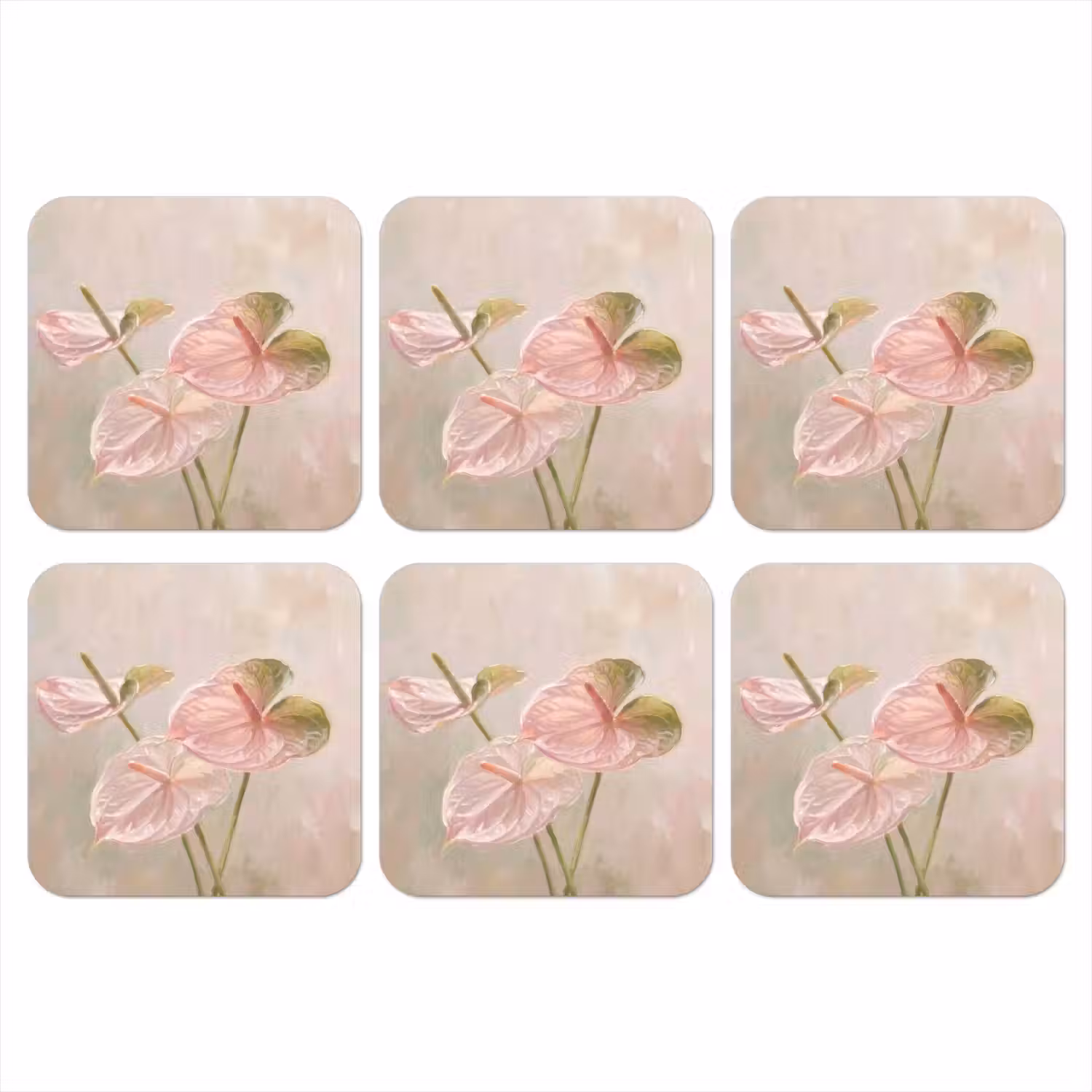 Bloemen - Pastel - Abstract - Natuur - Groen onderzetter kurk middel -3d