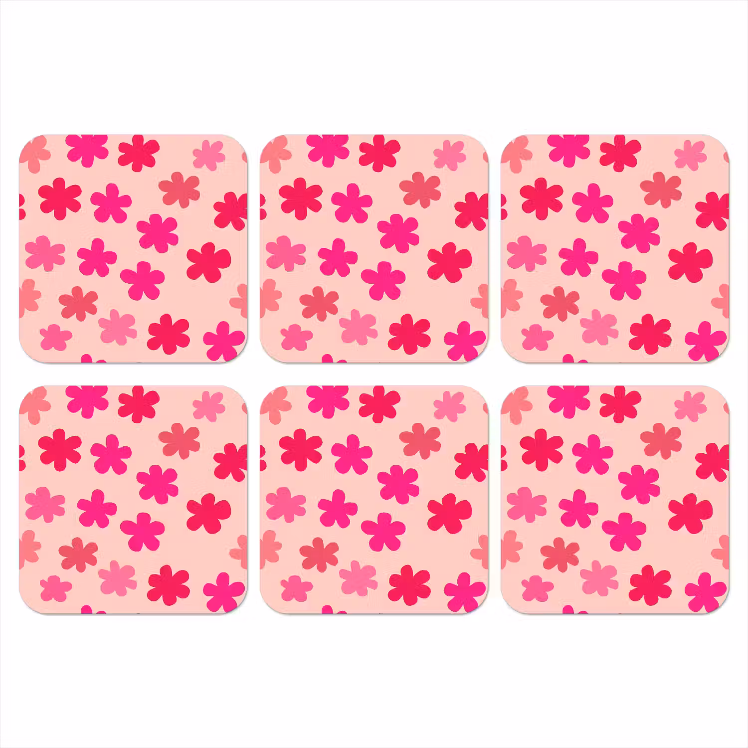 Bloemen - Patroon - Roze onderzetter kurk middel -3d