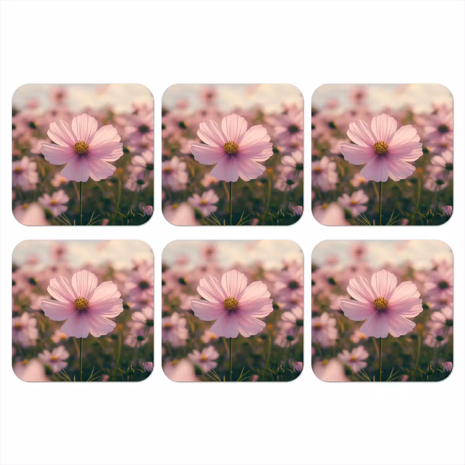 Bloemen - Paars - Wazig onderzetter kurk middel -3d