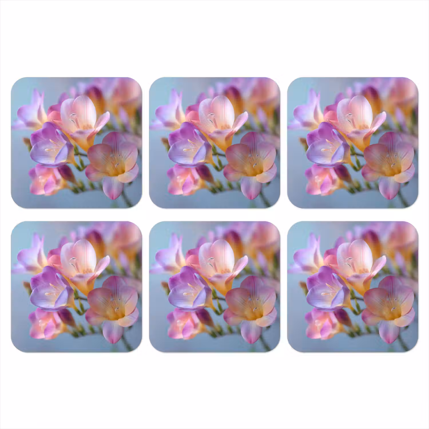 Bloemen - Paars - Overloop - Meeldraden onderzetter kurk middel -3d