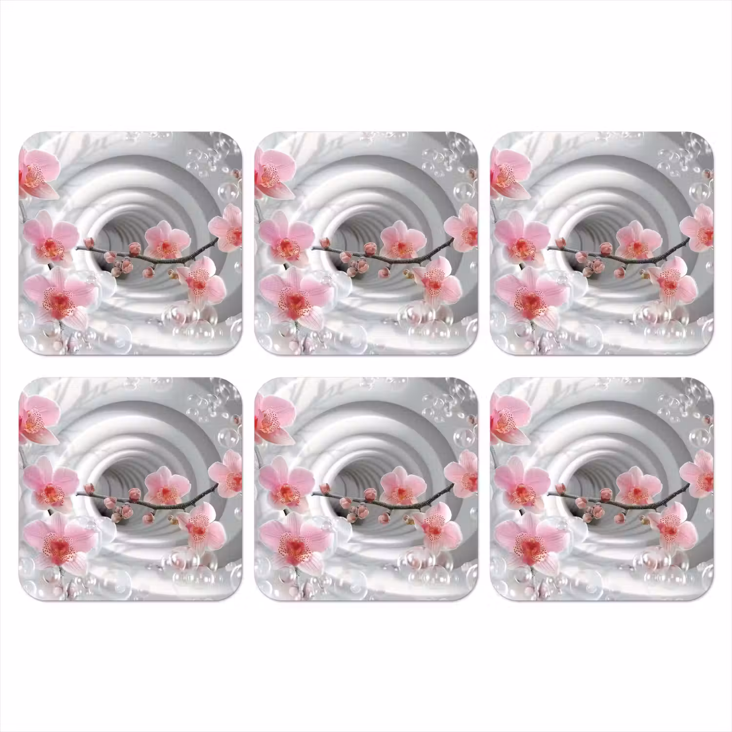Bloemen - Tunnel - Abstact - 3D effect onderzetter kurk middel -3d