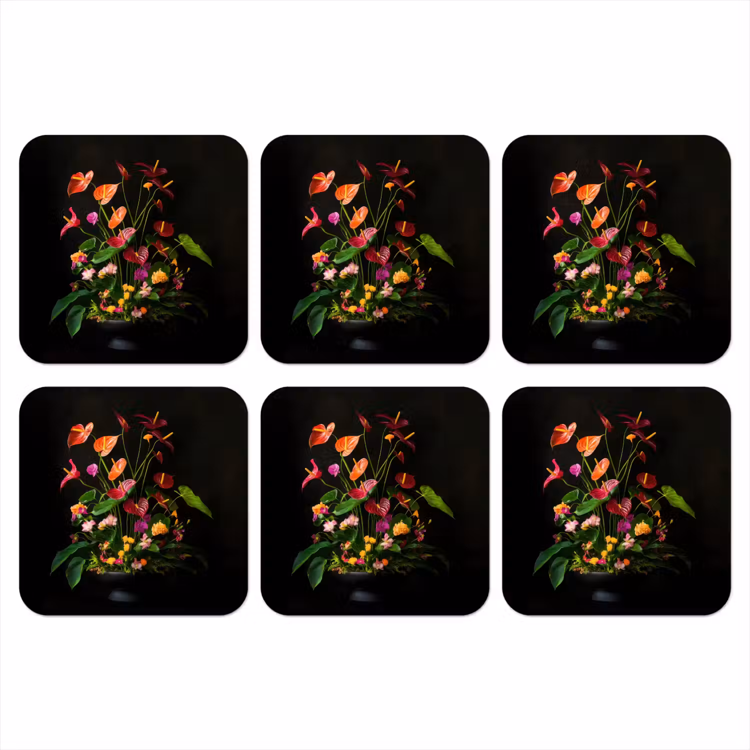 Bloemen - Vaas - Kleurrijk onderzetter kurk middel -3d