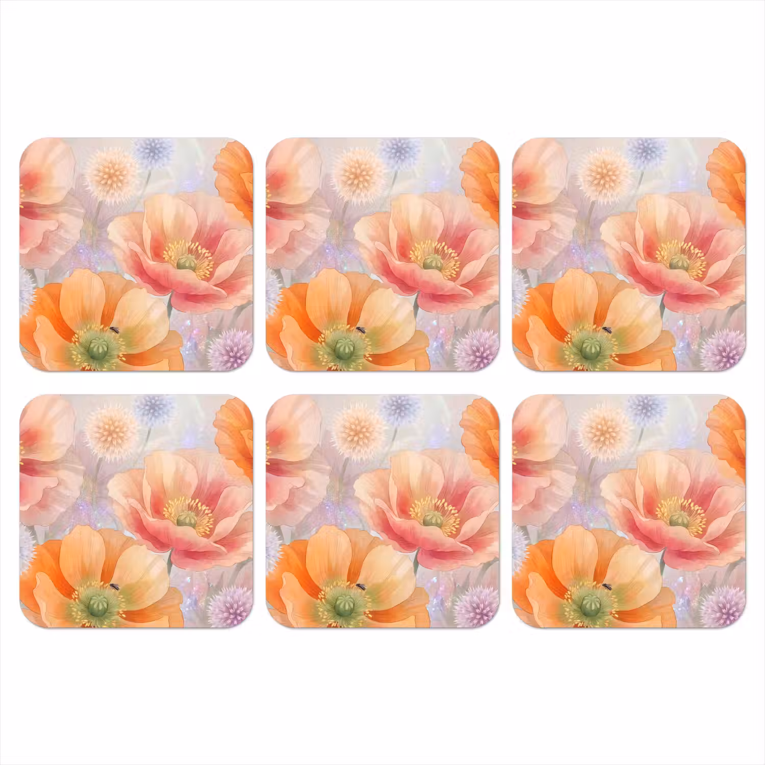 Bloemen - Aquarel - Natuur - Modern - Kleurrijk onderzetter kurk middel -3d