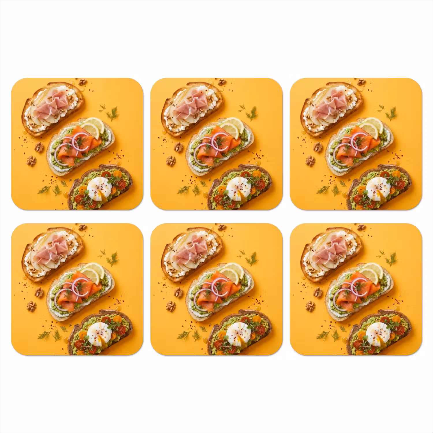 Eten - Brood - Ontbijt - Modern - Kleurrijk onderzetter kurk middel -3d