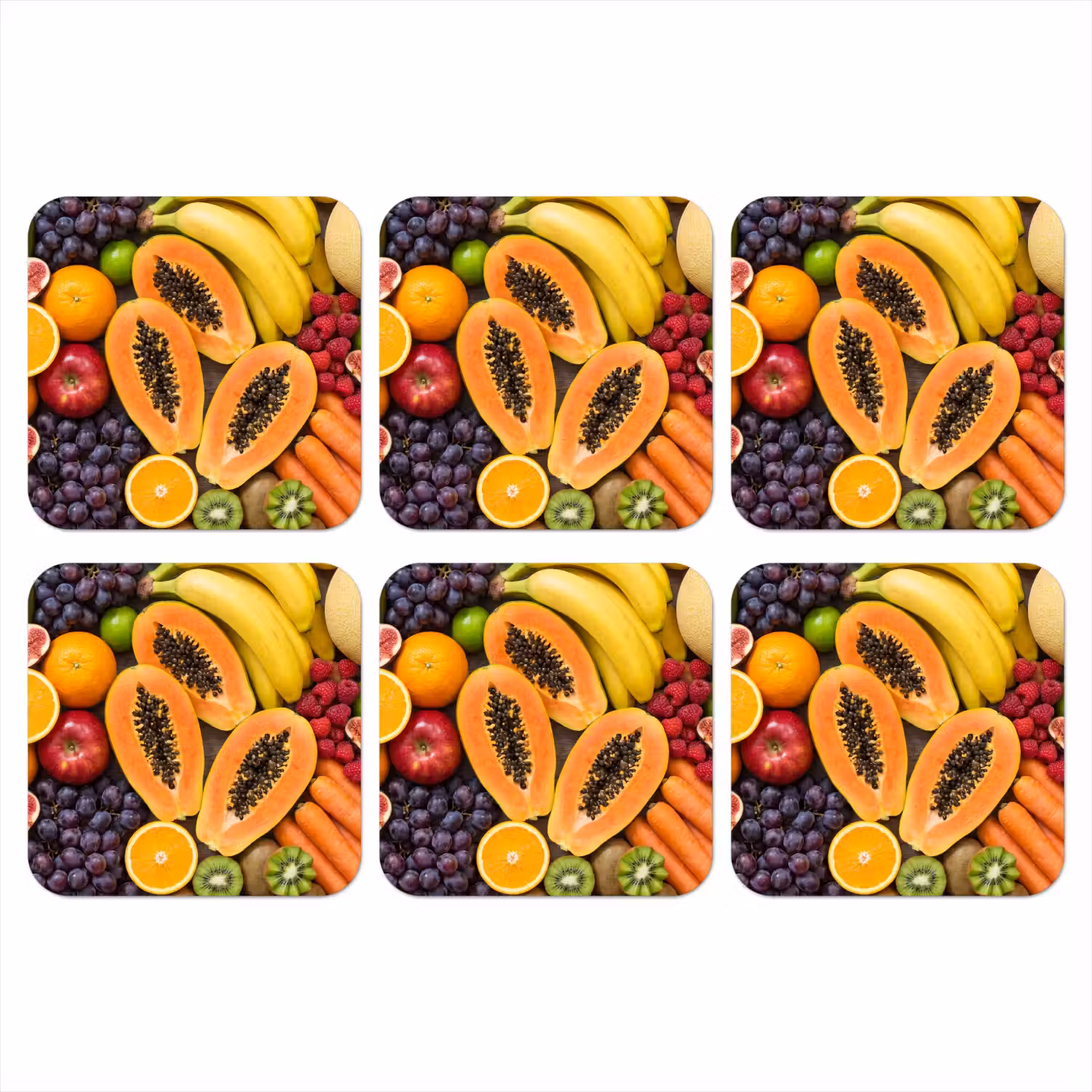 Eten - Fruit - Groenten - Vers - Kleurrijk onderzetter kurk middel -3d