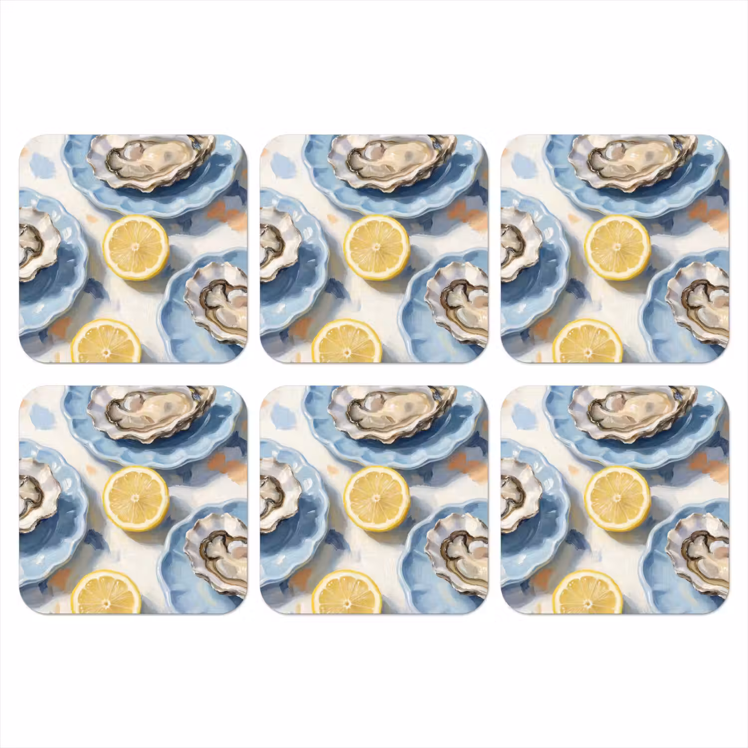 Eten - Oesters - Citroenen - Modern - Geel onderzetter kurk middel -3d