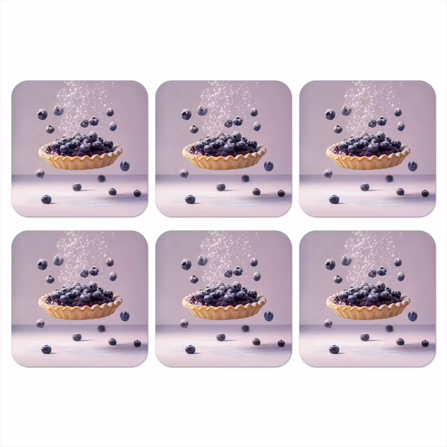 Eten - Taart - Bessen - Blauw onderzetter kurk middel -3d