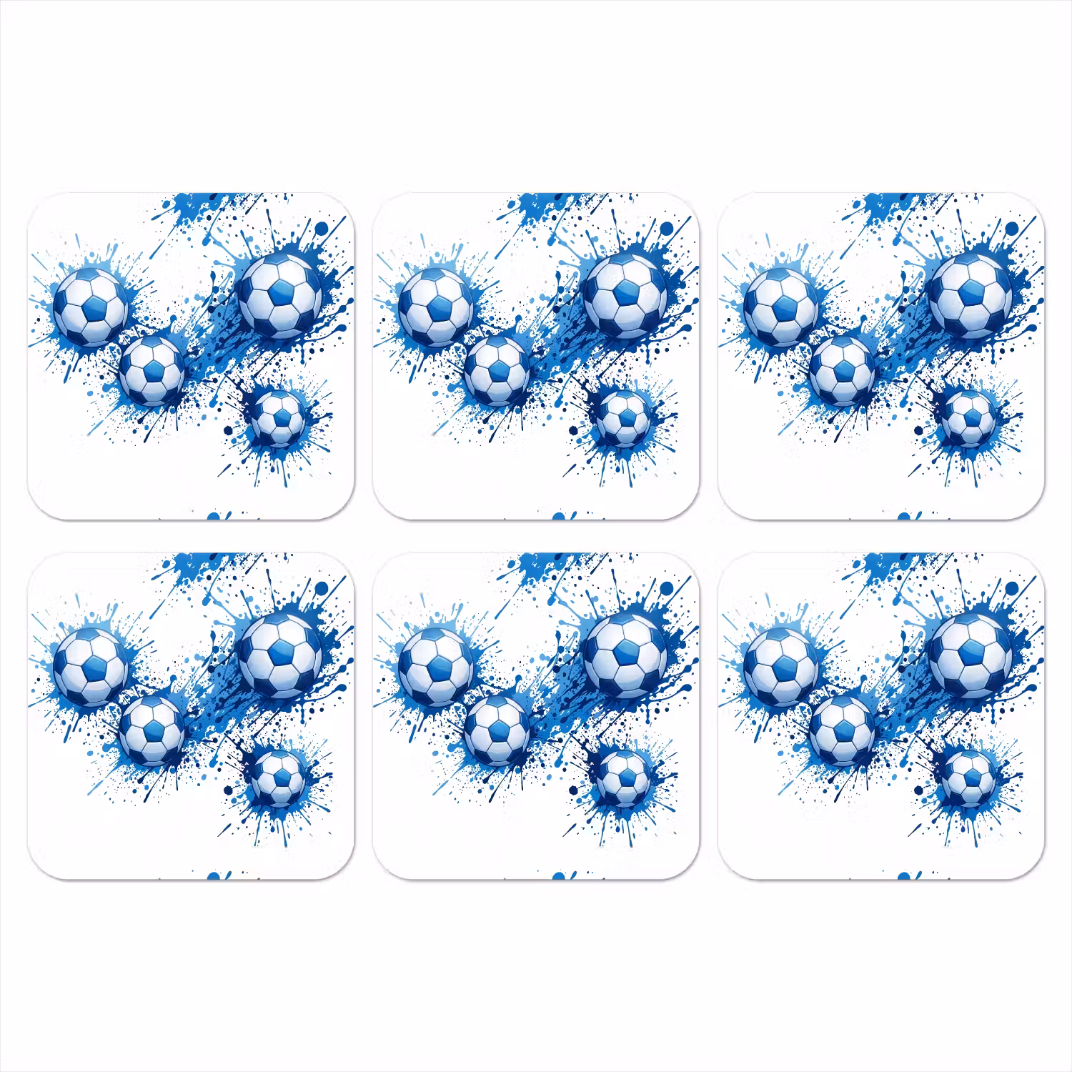 Voetballen - Verf - Sport - Blauw onderzetter kurk middel -3d
