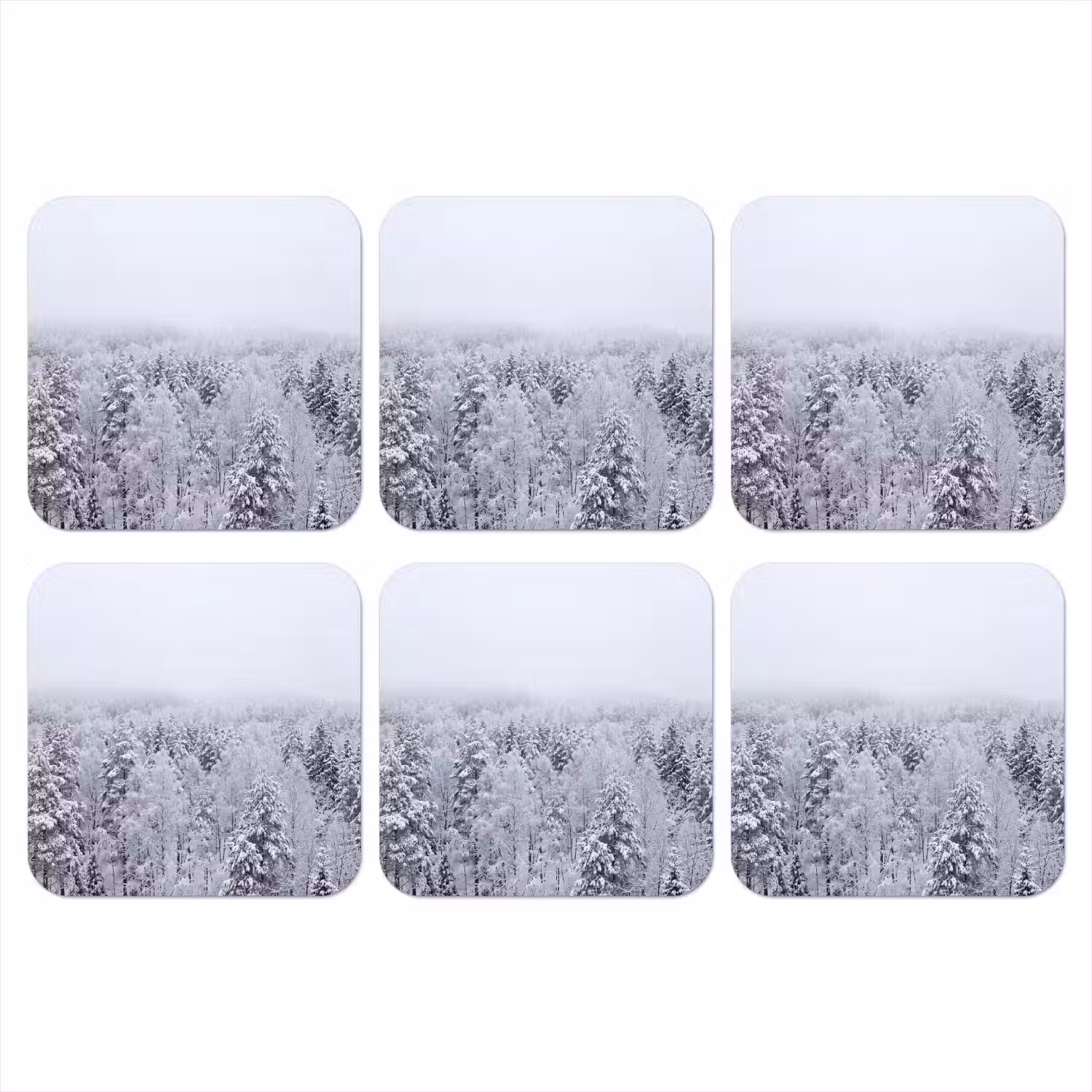 Bos - Sneeuw - Winter - Natuur - Wit onderzetter kurk middel -3d