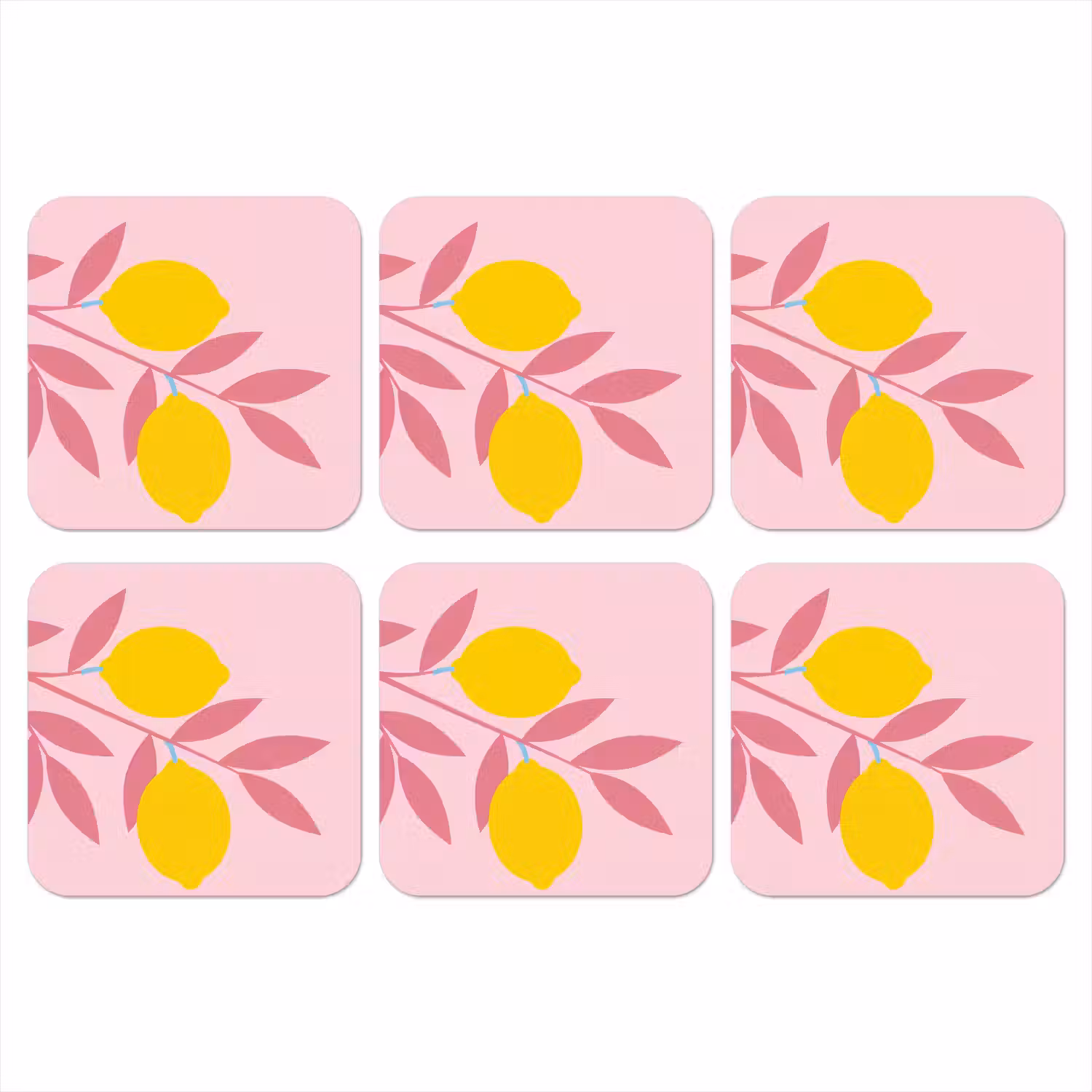 Fruit - Tak - Natuur - Abstract - Roze onderzetter kurk middel -3d