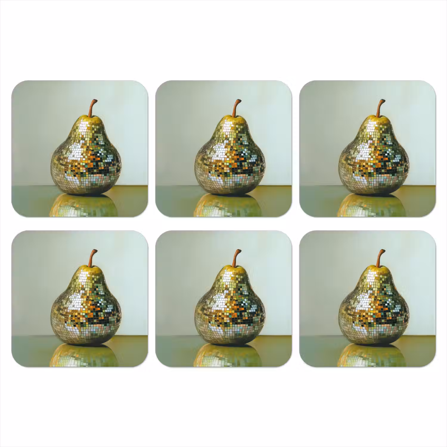 Fruit - Disco - Art - Glitter onderzetter kurk middel -3d
