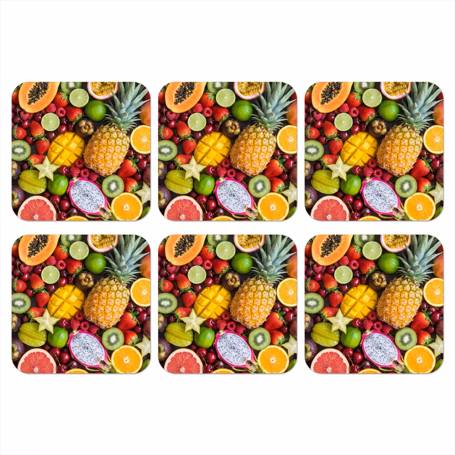 Fruit - Assortiment - Vers - Gezond - Kleurrijk onderzetter kurk middel -3d