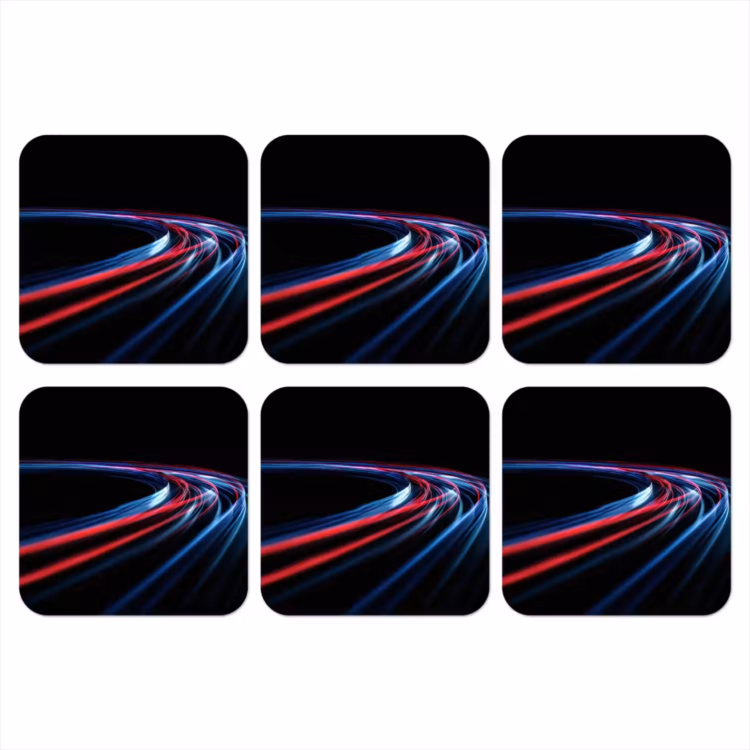 Gaming - Lichtbanen - Golvend - Rood onderzetter kurk middel -3d