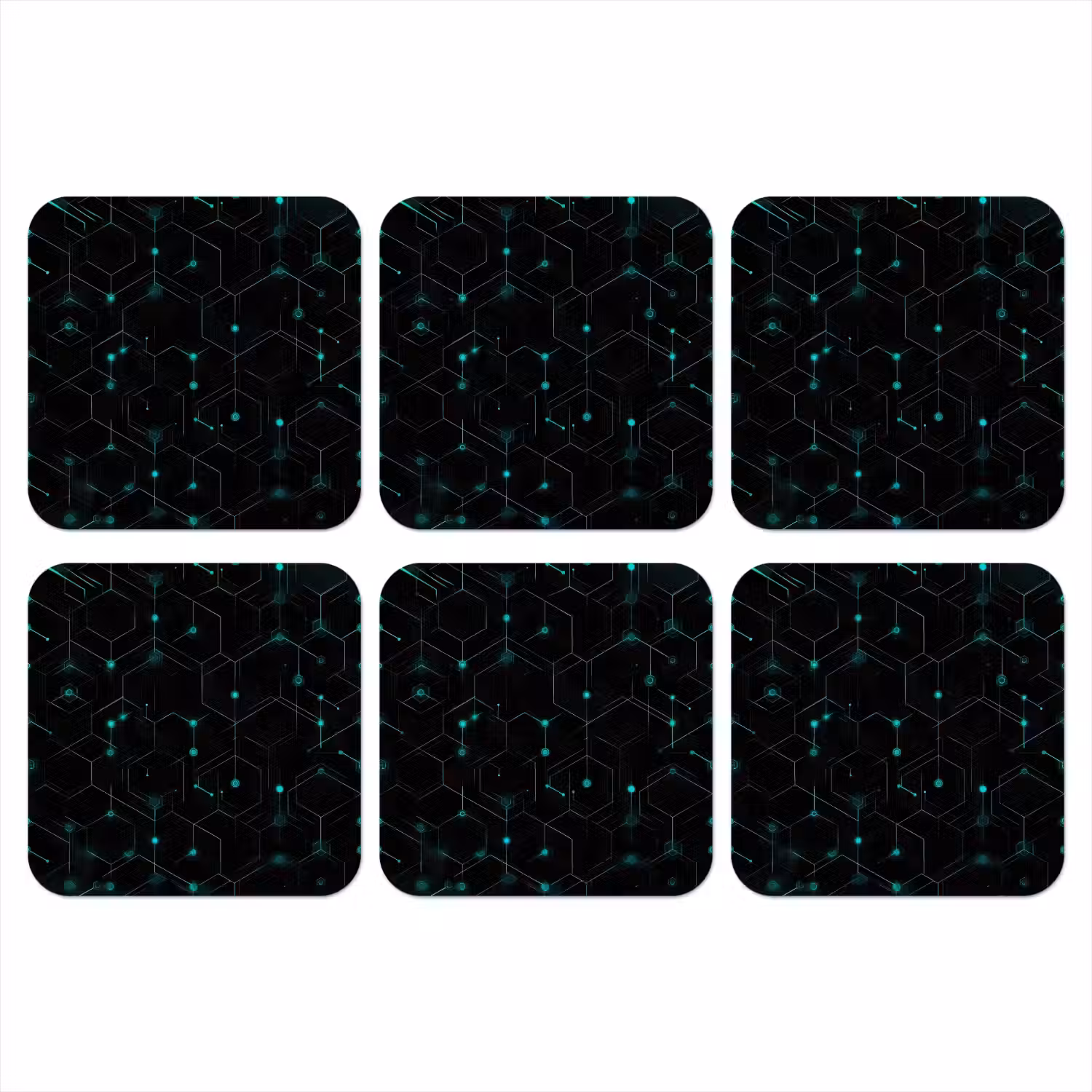 Gaming - Netwerk - Blauw - Punten - Patroon onderzetter kurk middel -3d