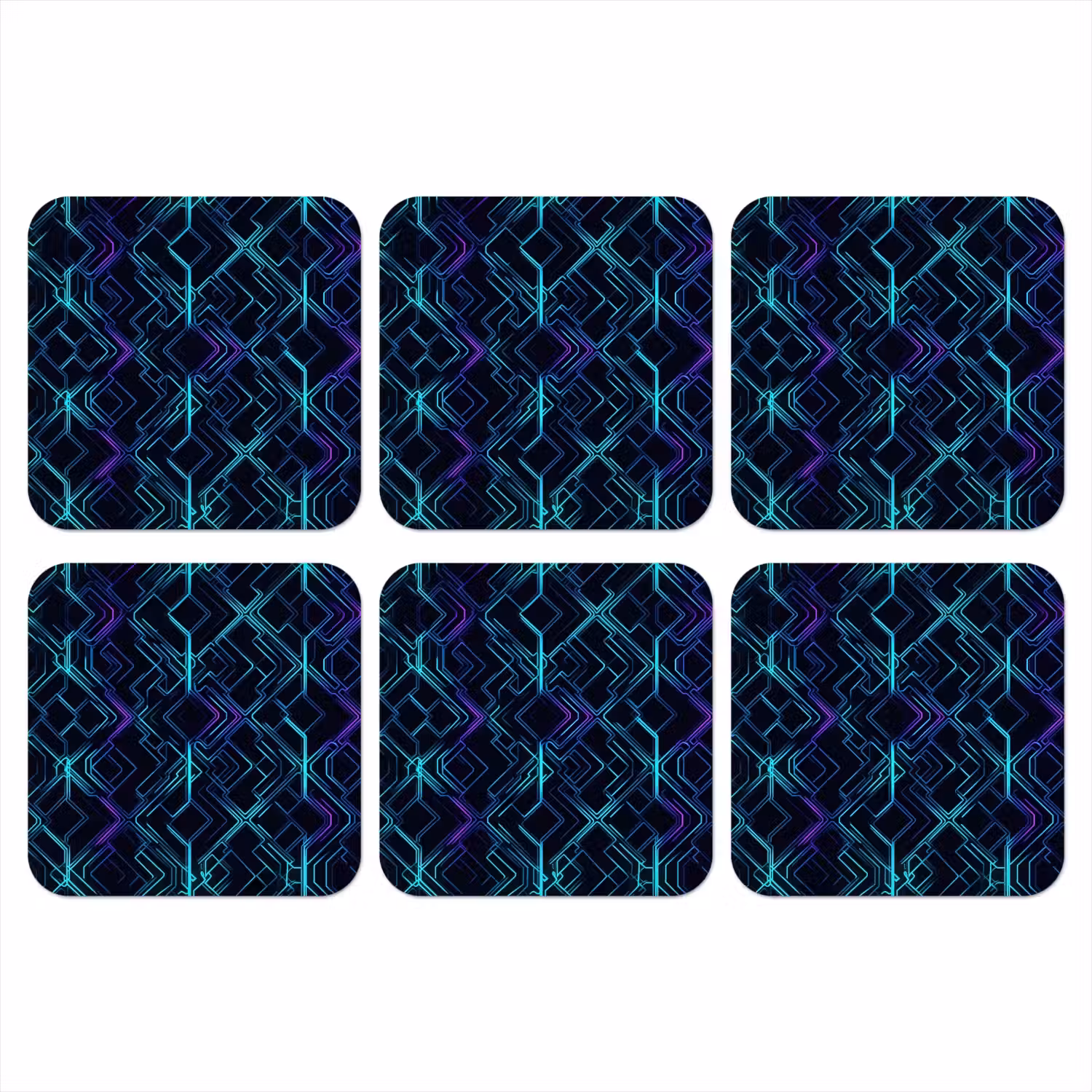 Gaming - Ruitvormen - Abstract - Neon - Paars onderzetter kurk middel -3d