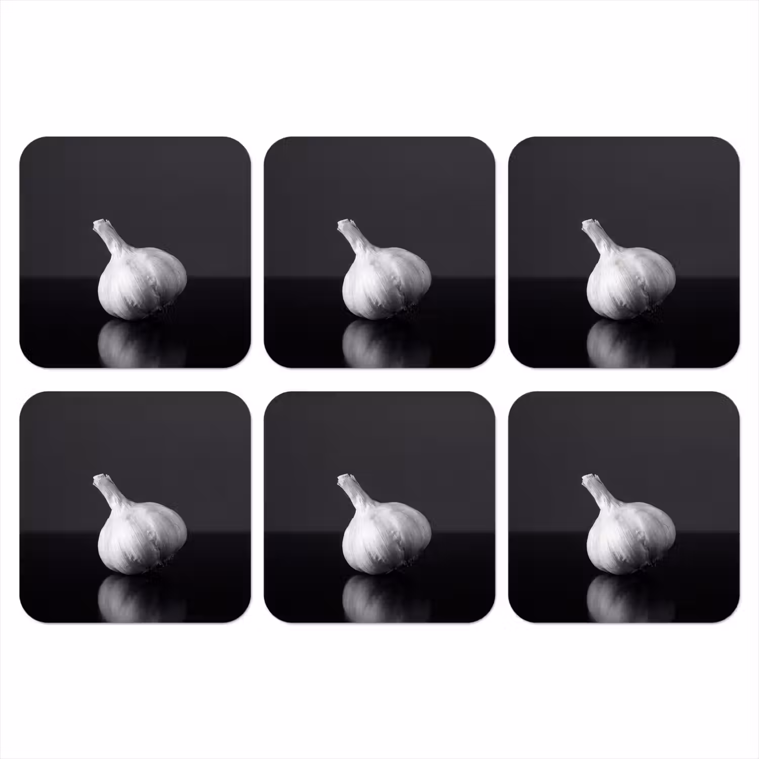 Knoflook - Zwart - Wit onderzetter kurk middel -3d