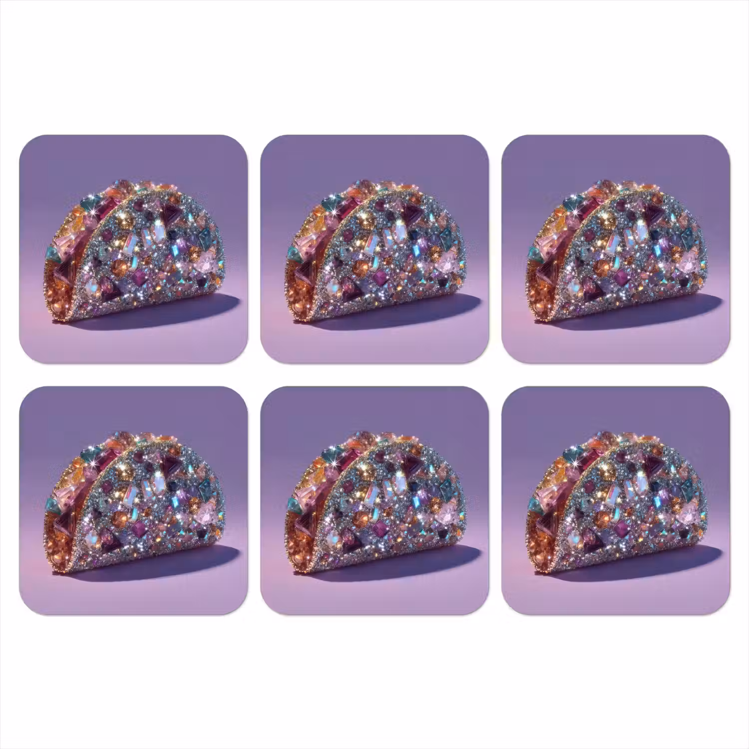 Edelstenen - Glitters - Paars - Kleurrijk onderzetter kurk middel -3d