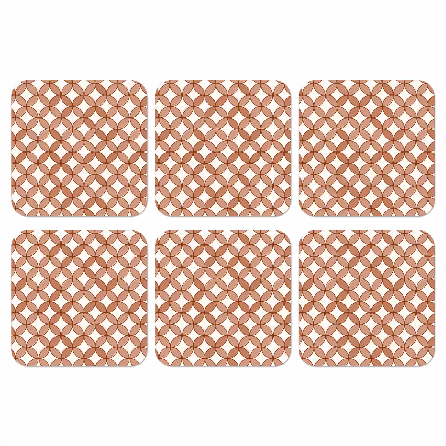 Geometrisch - Cirkels - Modern - Terracotta onderzetter kurk middel 366 -3d