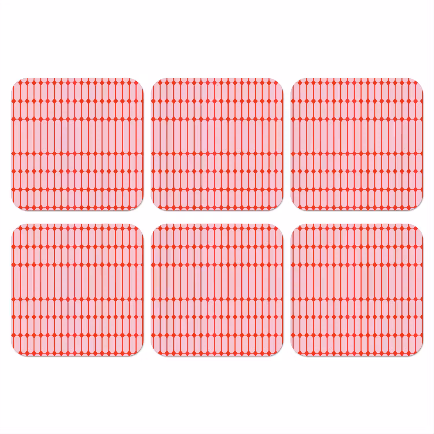 Geometrisch - Minimalistisch - Rood - Roze onderzetter kurk middel 366 -3d