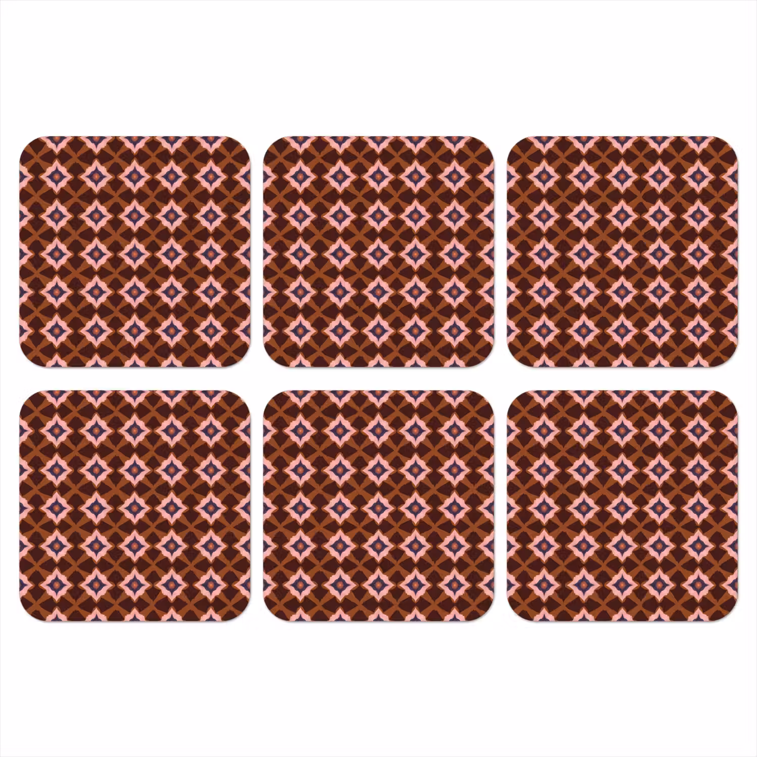 Geometrisch - Sierlijk - Bruin onderzetter kurk middel 366 -3d