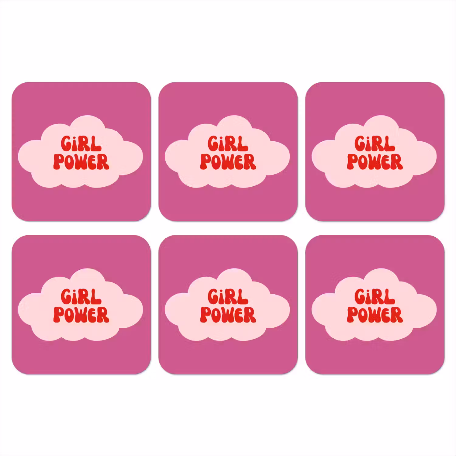 Girl power - Wolk - Roze onderzetter kurk middel -3d