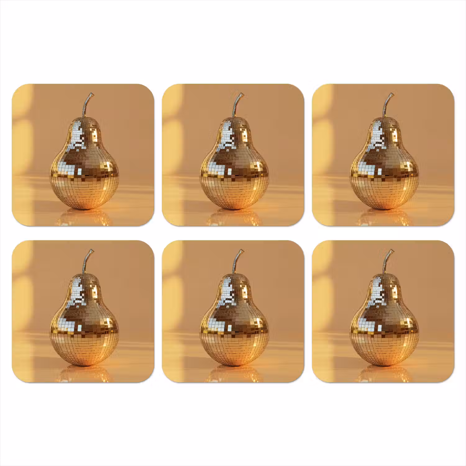 Goud - Disco - Glitter - Peer onderzetter kurk middel -3d