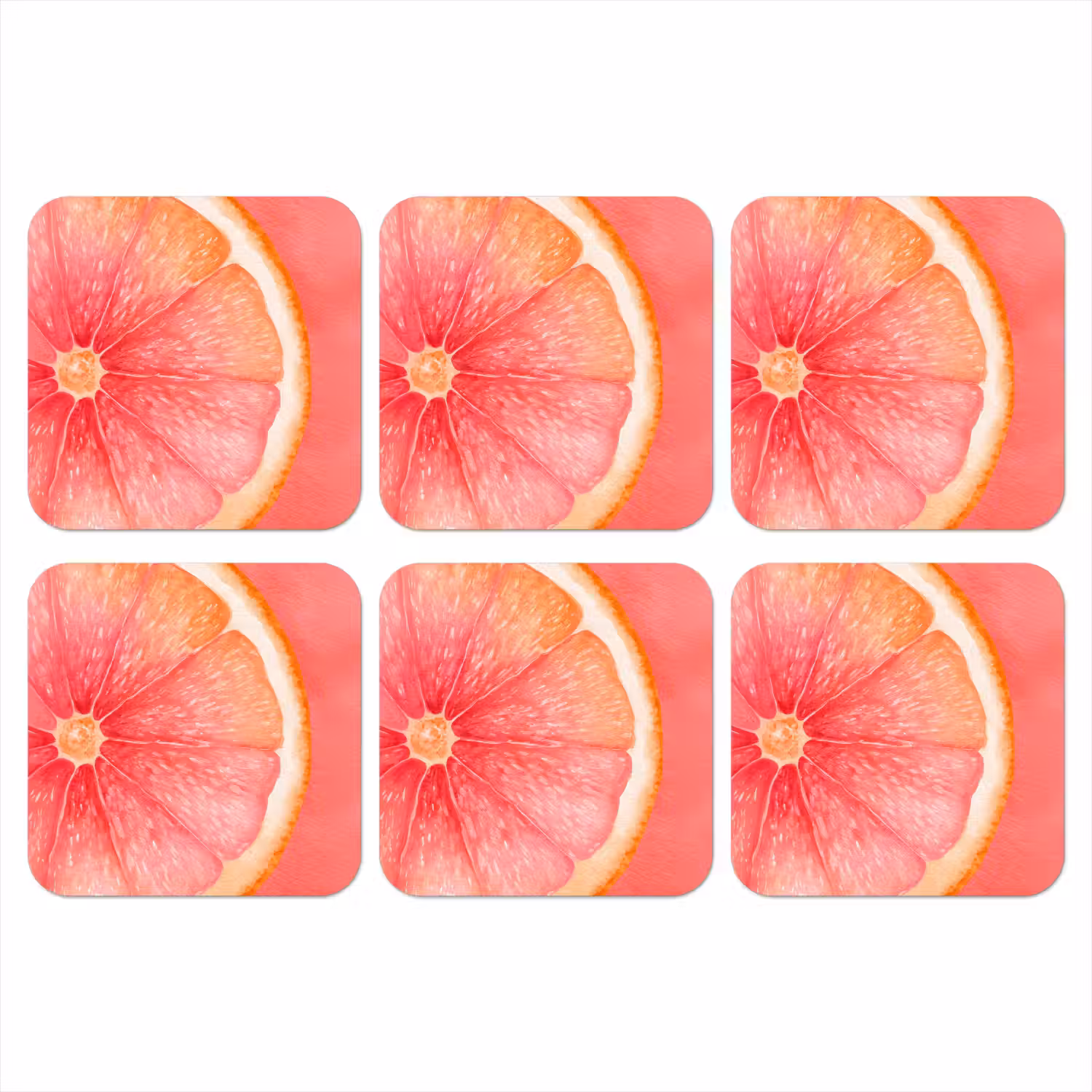 Grapefruit - Roze - Levendig onderzetter kurk middel -3d