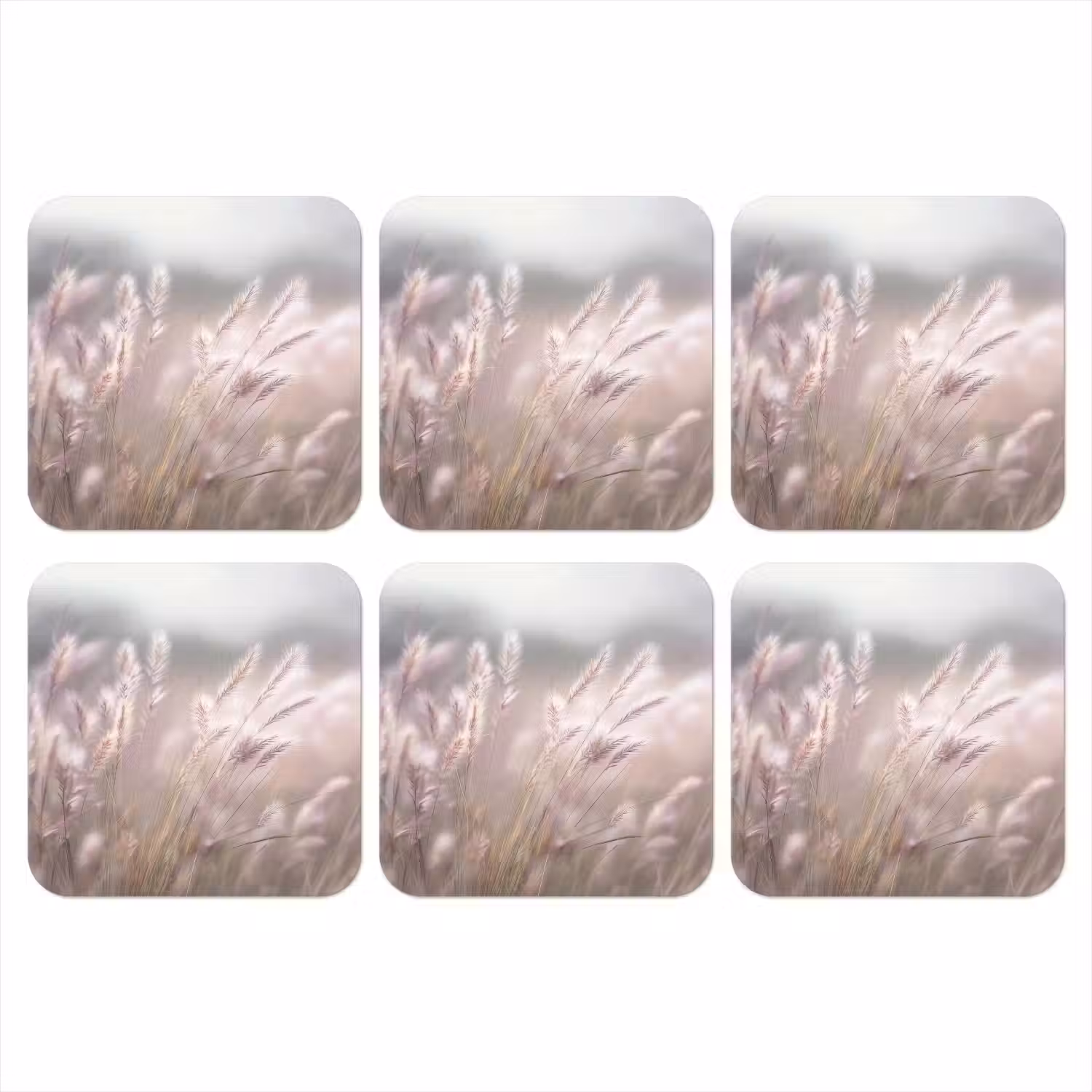 Graspluimen - Wind - Beige - Mistig onderzetter kurk middel -3d