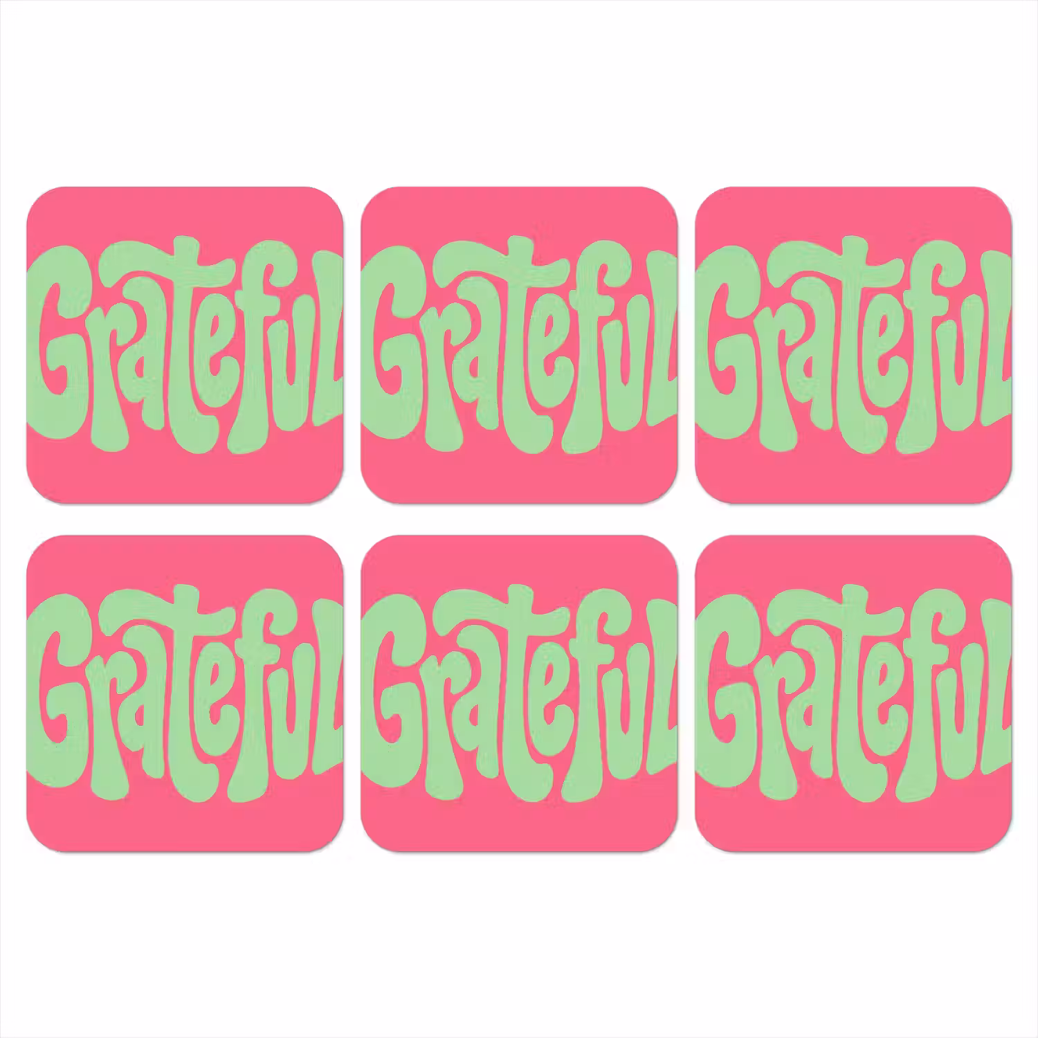 Grateful - Groen - Grafisch - Vloeiend onderzetter kurk middel -3d