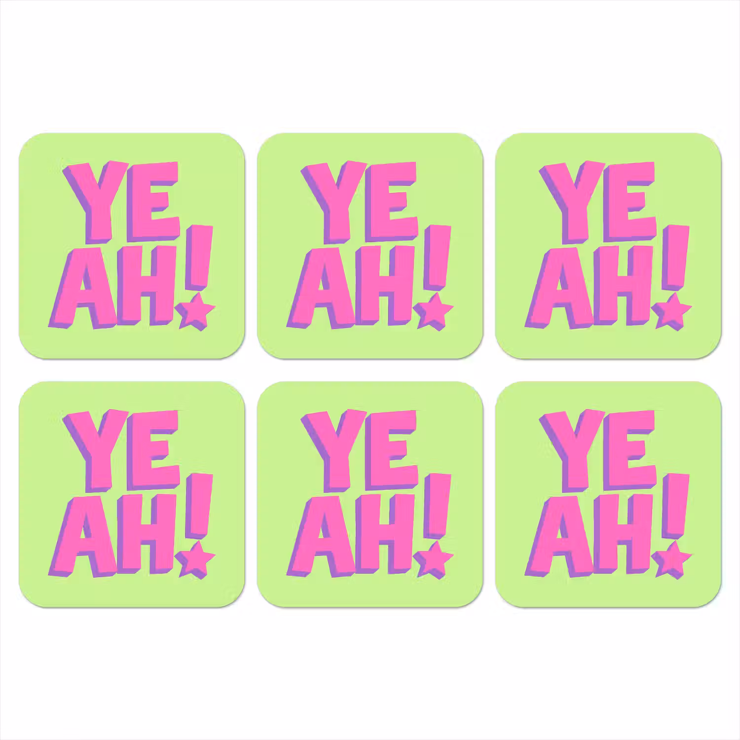 Groen - Neon - Quote onderzetter kurk middel -3d