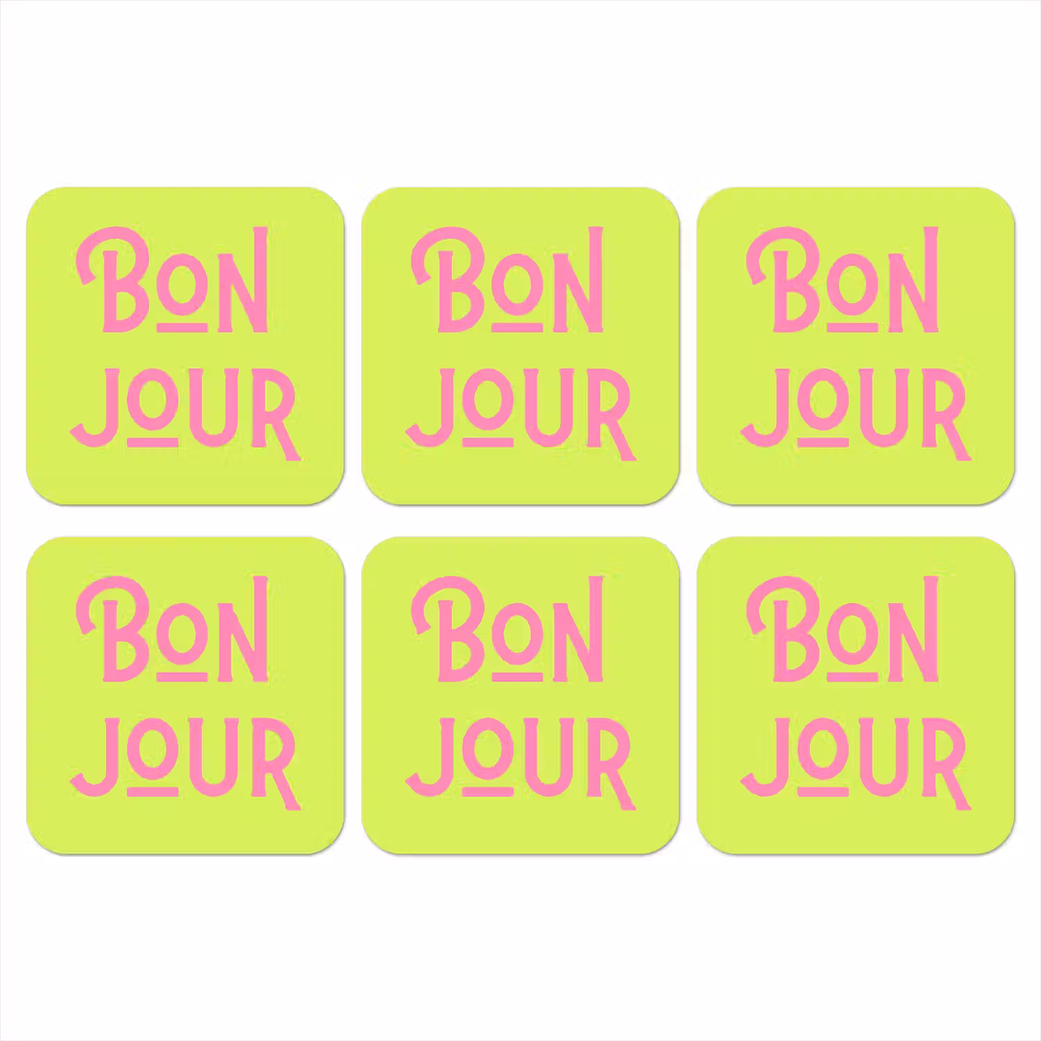 Groen - Roze bonjour - art-deco onderzetter kurk middel -3d