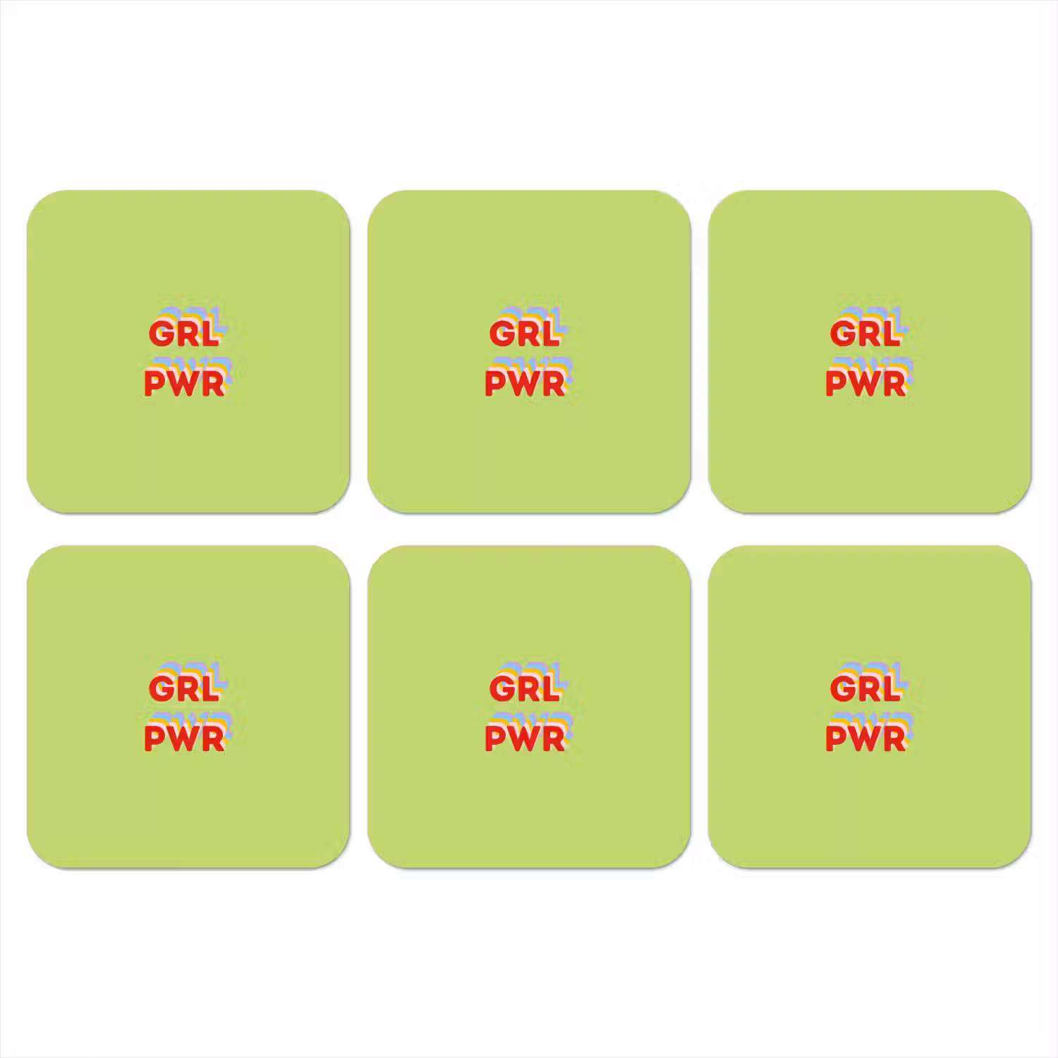Grl pwr - Groen - Rood - 3D onderzetter kurk middel -3d