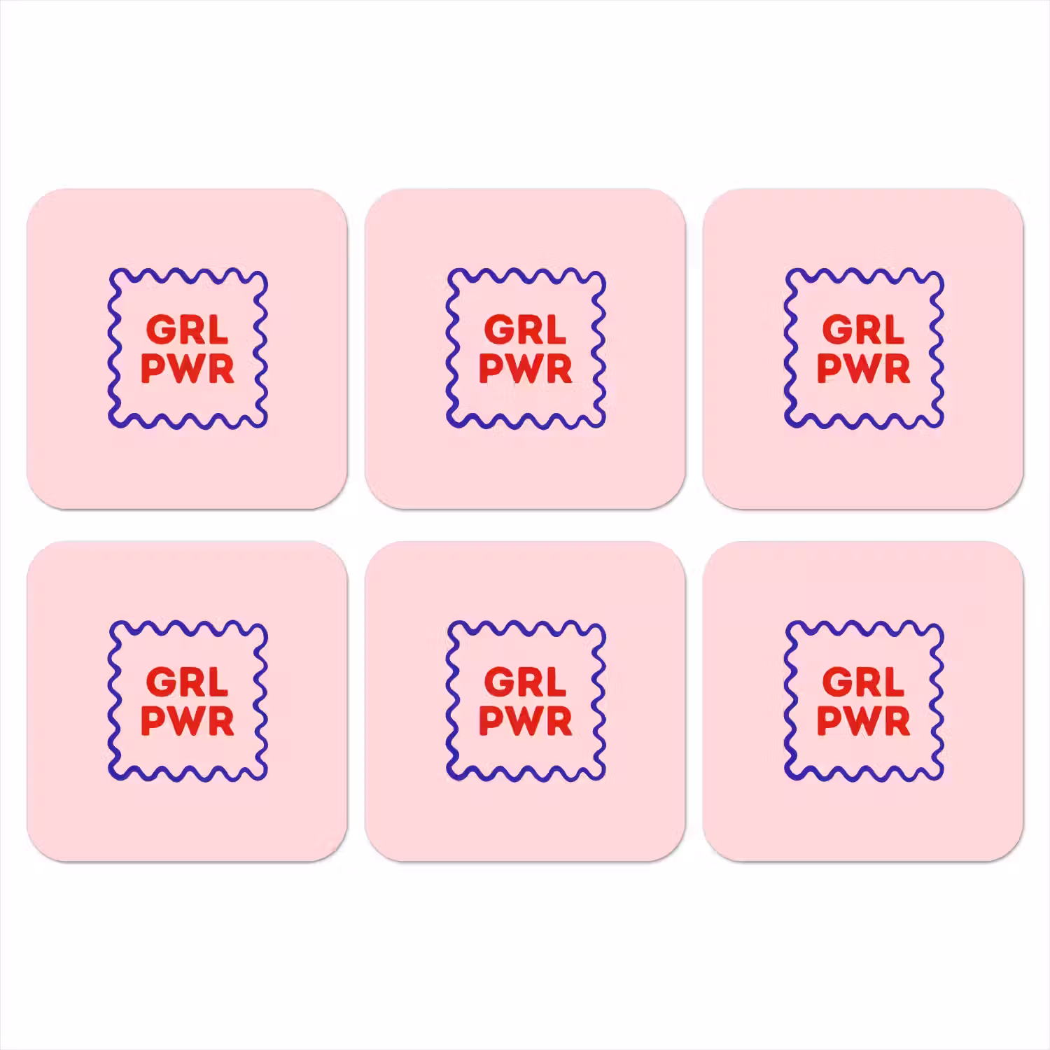 Grl pwr - Roze - Kader onderzetter kurk middel -3d