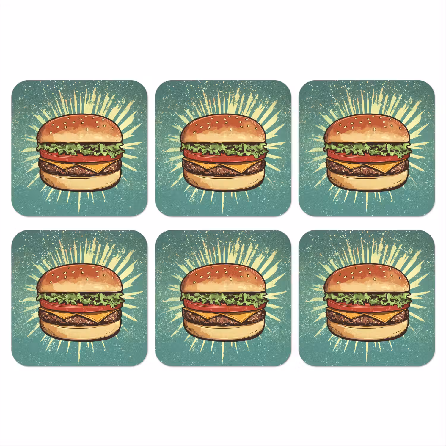 Hamburger - Illustratie - Sla - Kaas onderzetter kurk middel -3d