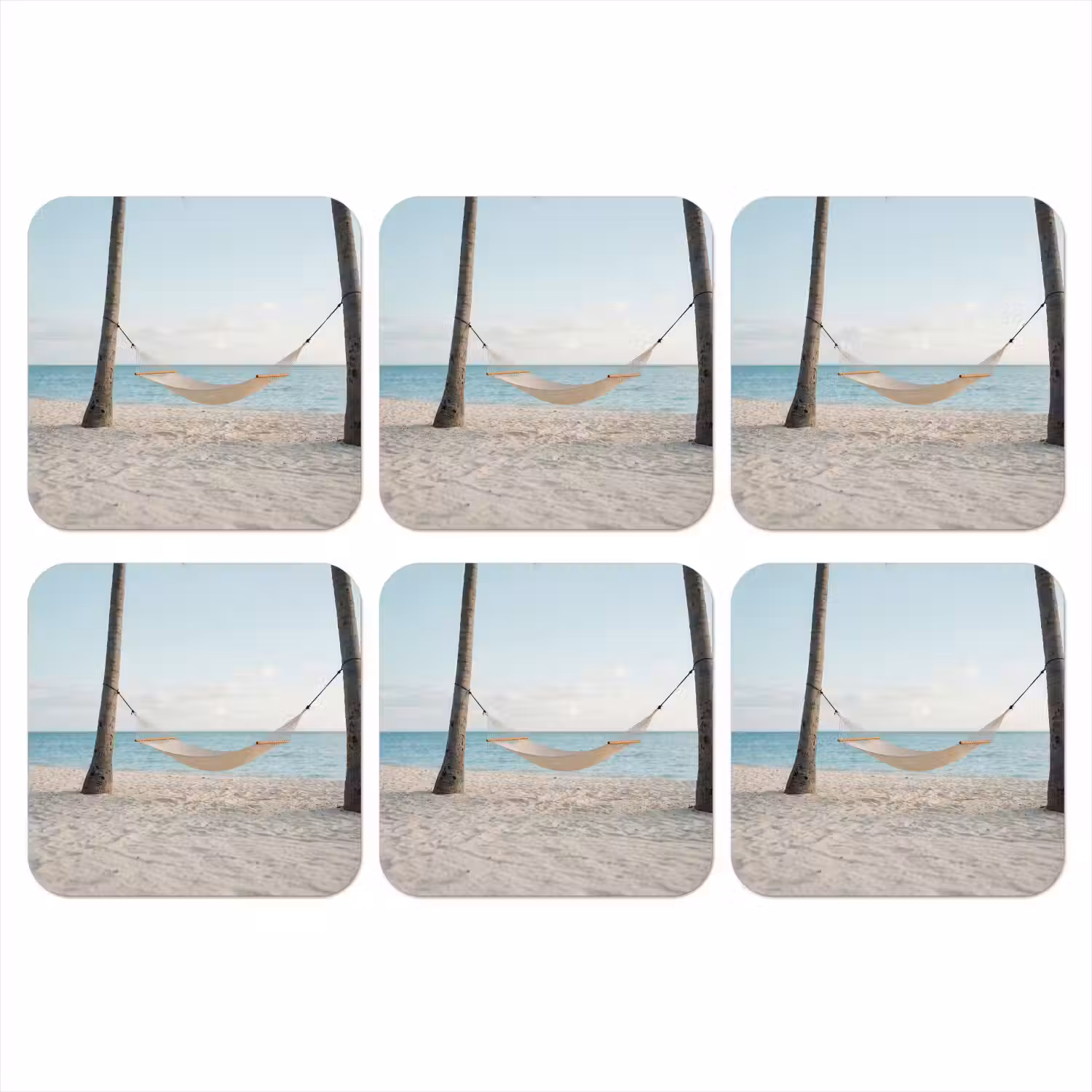 Hangmat - Strand - Wit onderzetter kurk middel -3d