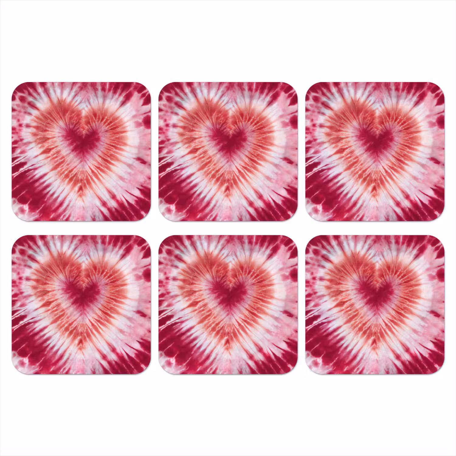 Hartvorm - Roze - Tie dye onderzetter kurk middel -3d