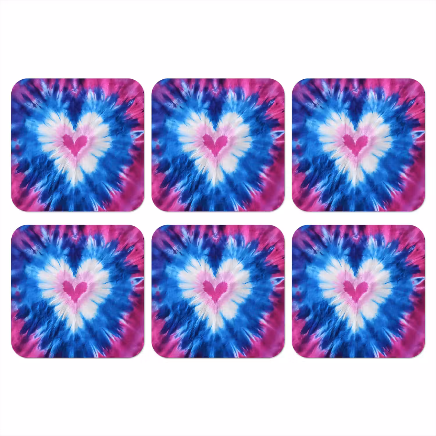 Hartvormig - Tie dye - Paars onderzetter kurk middel -3d
