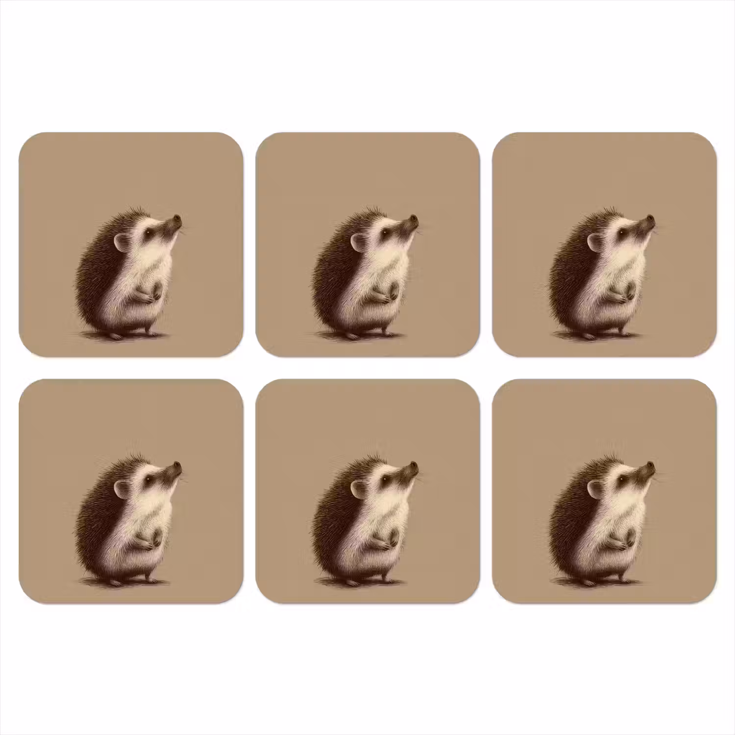 Egel - Snuitje - Bruin - Stekels onderzetter kurk middel -3d