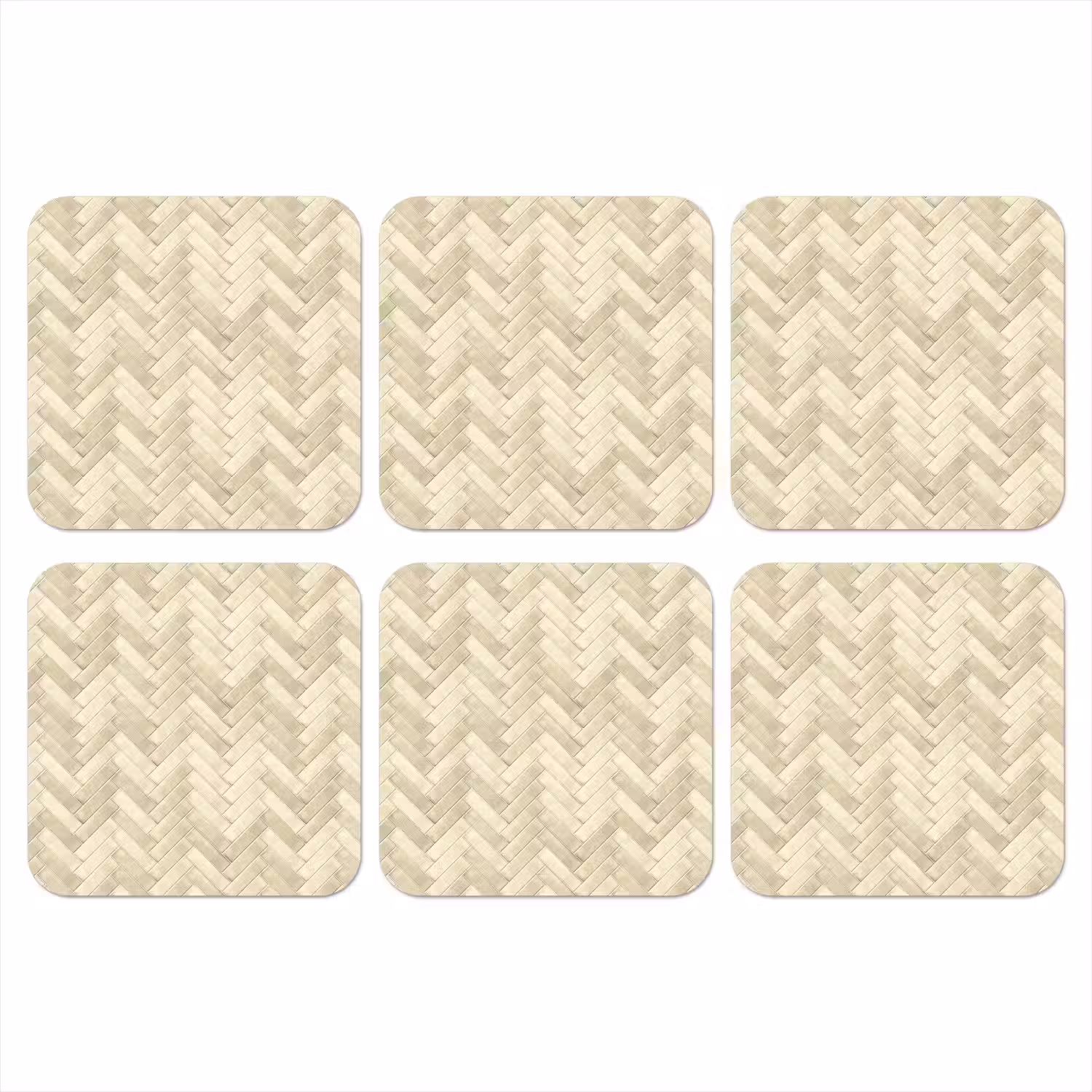 Visgraat - Wandtegel - Licht Beige onderzetter kurk middel 366 -3d