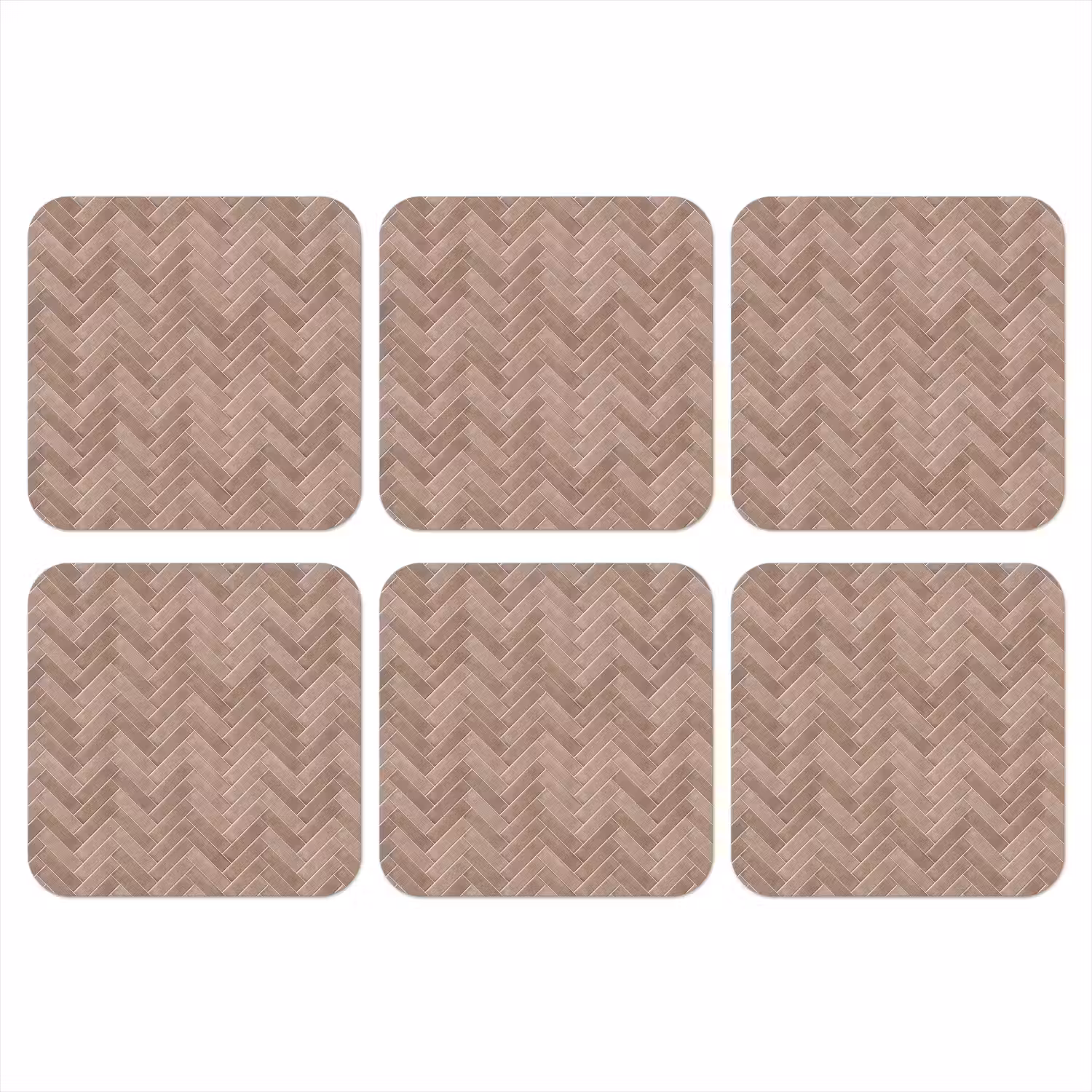 Visgraat - Wandtegel - Oudroze - Terracotta onderzetter kurk middel 366 -3d