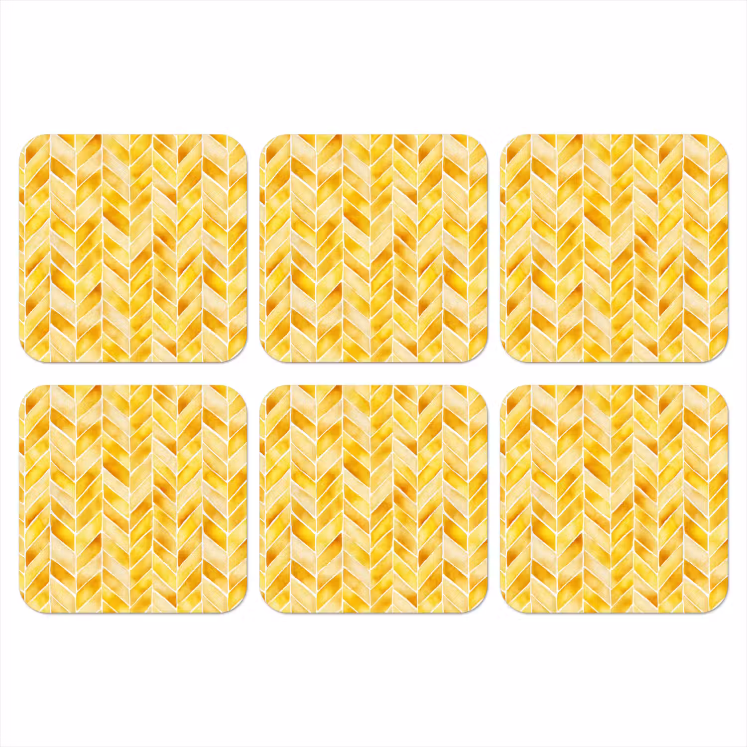 Visgraat - Aquarel - Patronen - Goudgeel onderzetter kurk middel 366 -3d