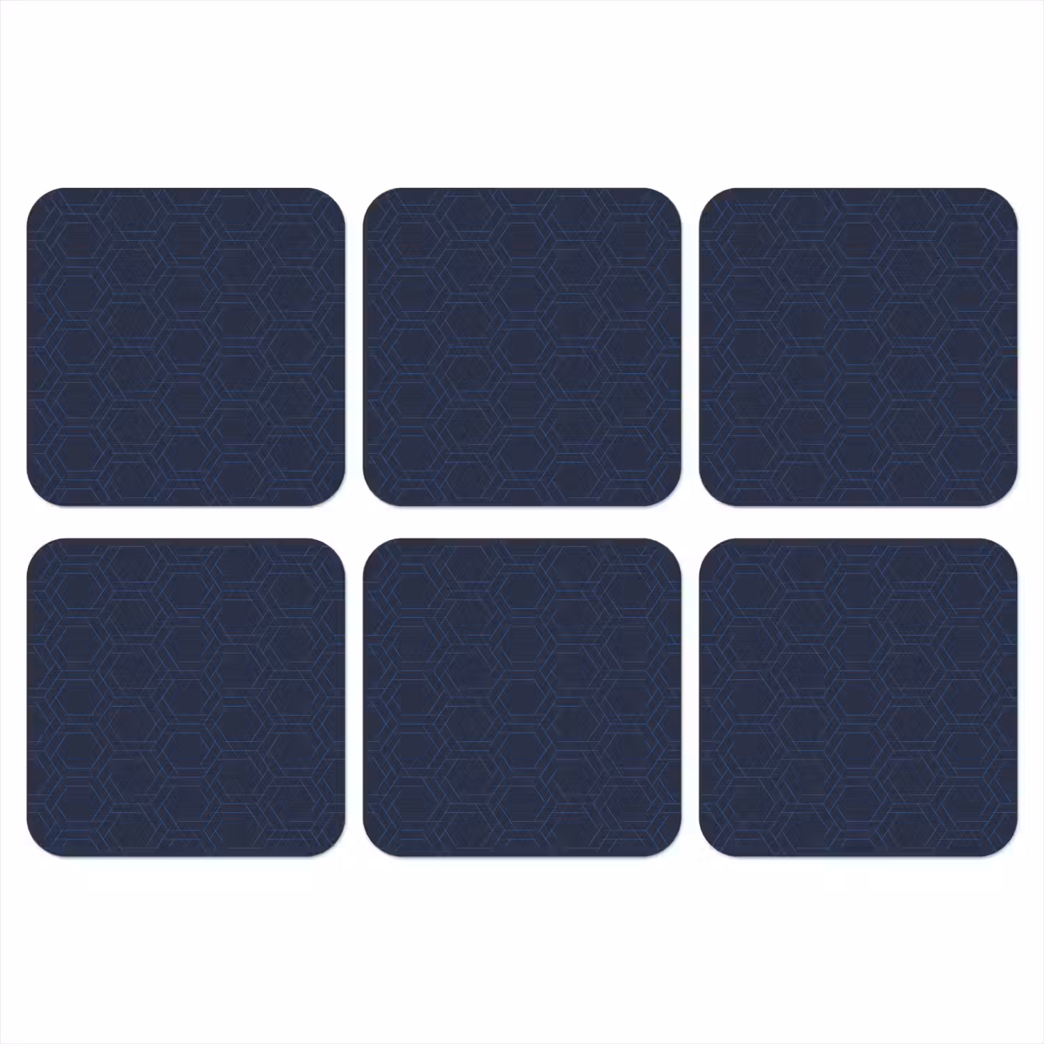 Hexagon - Patroon - Blauw onderzetter kurk middel 366 -3d