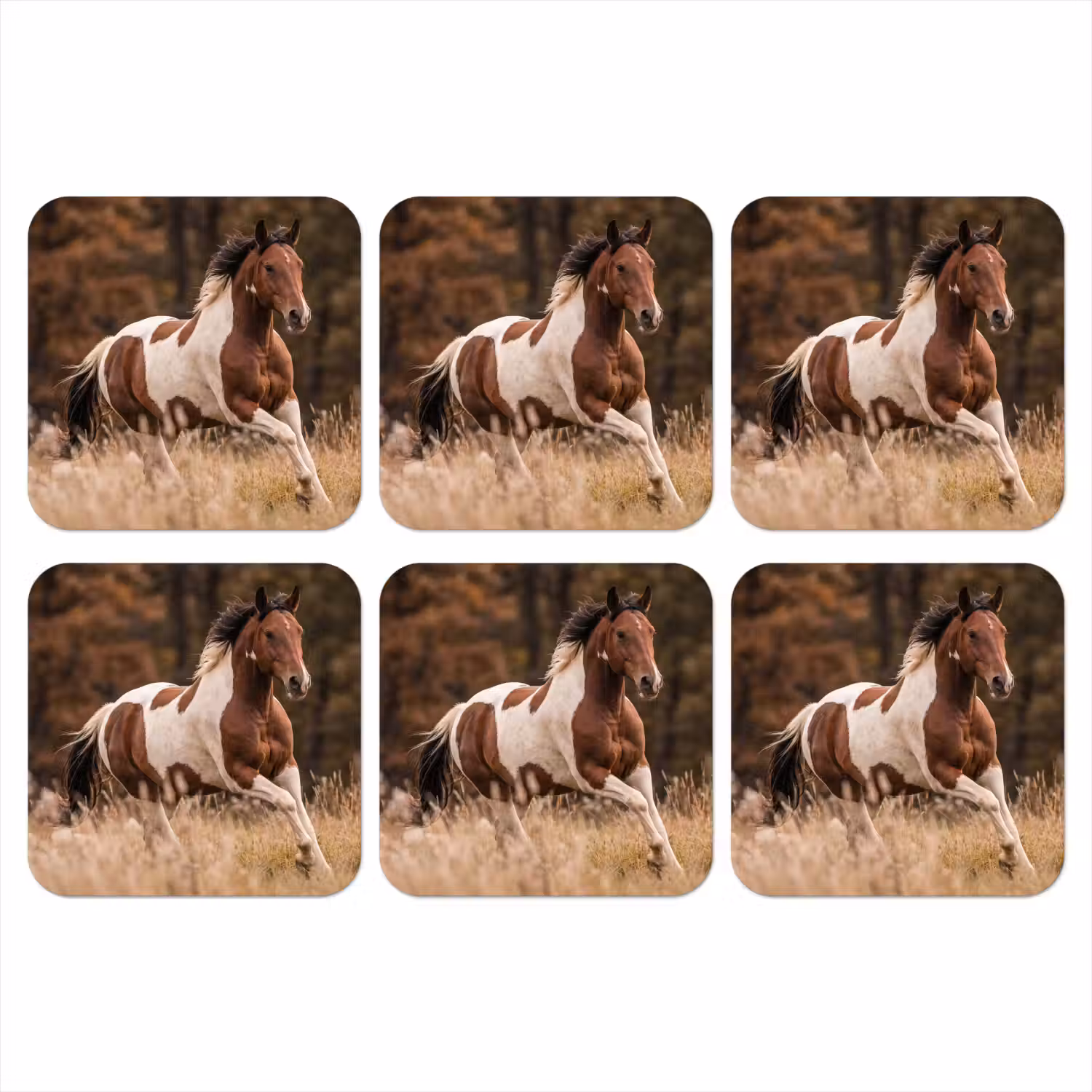 Paard - Bruin - Gras onderzetter kurk middel -3d