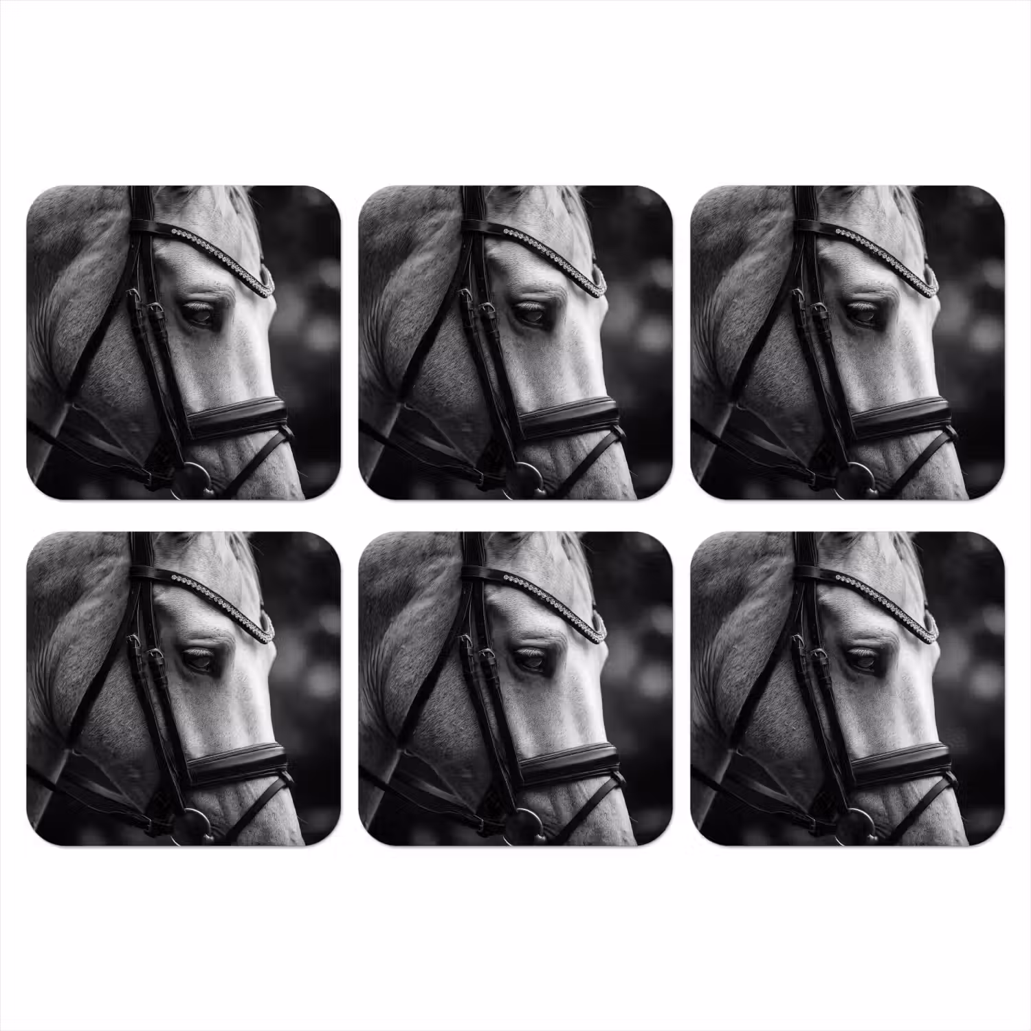 Paard - Schimmel - Portret onderzetter kurk middel -3d