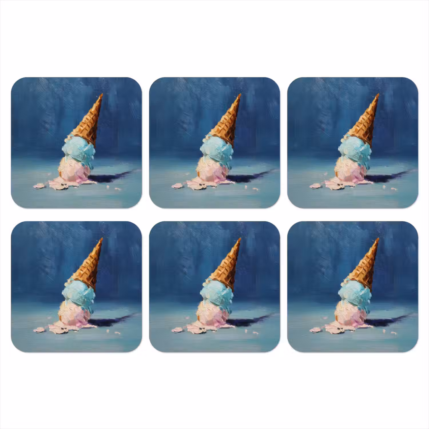 Ijshoorn - Bolletjes - Smelt - Roze onderzetter kurk middel -3d
