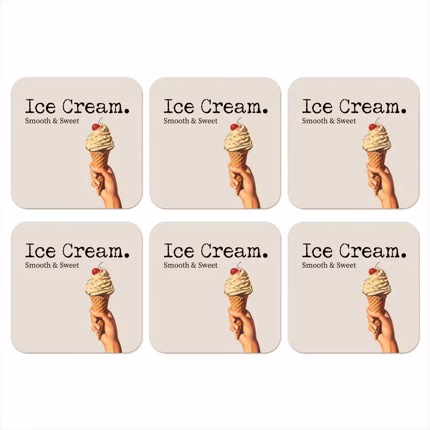 Ice cream - Softijs - Kleurrijk - Kers onderzetter kurk middel -3d