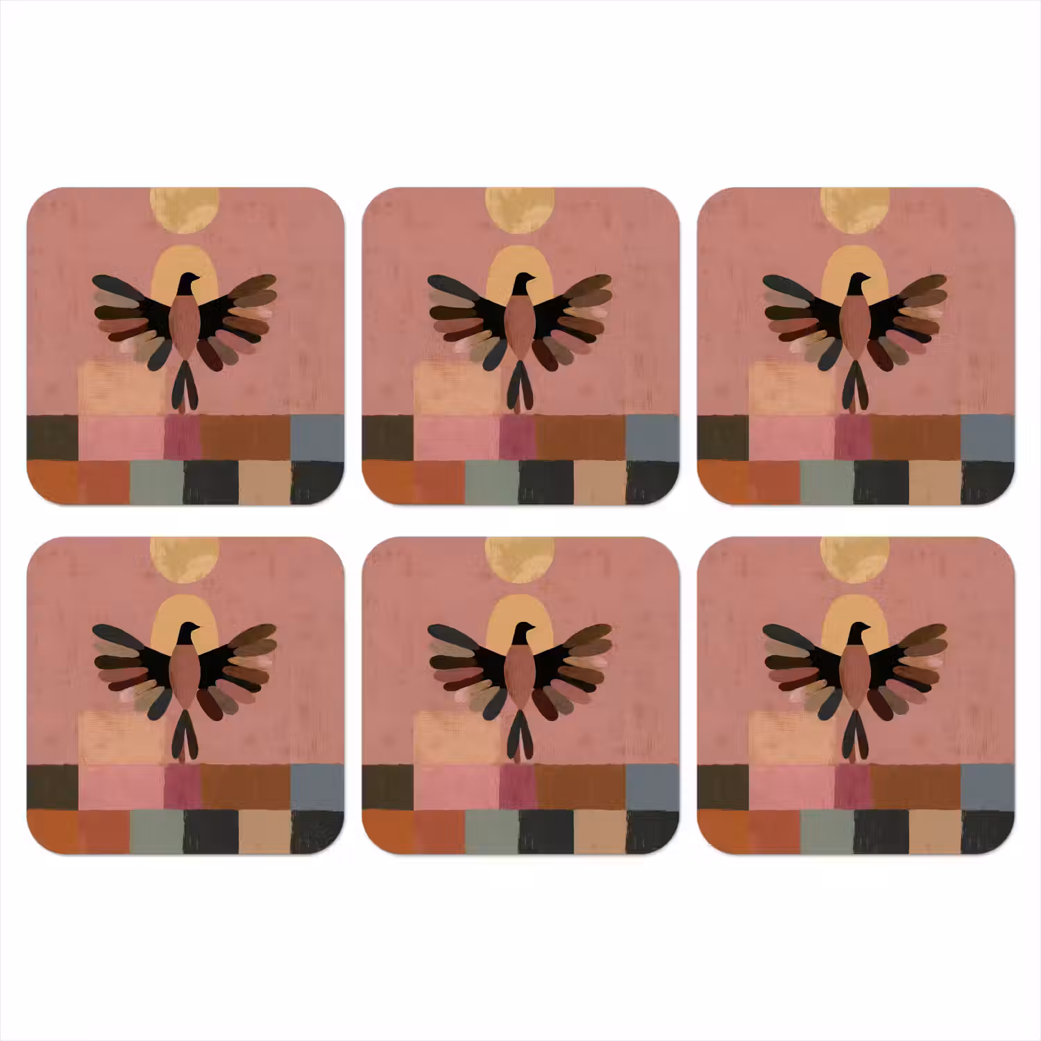 Illustratie - Vogel - Vlakken - Kleurrijk onderzetter kurk middel -3d