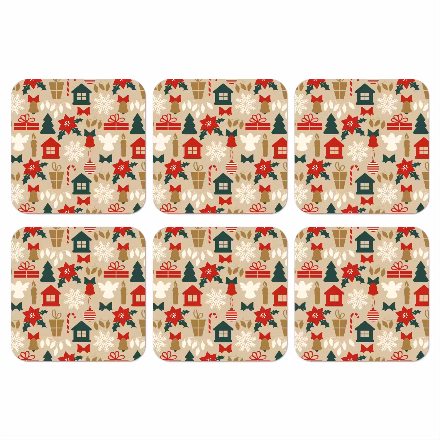 Illustratie - Kerst - Beige onderzetter kurk middel 366 -3d