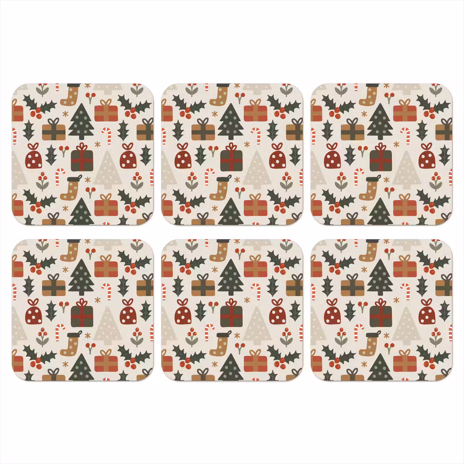Illustratie - Kerstfiguren - Beige onderzetter kurk middel 366 -3d