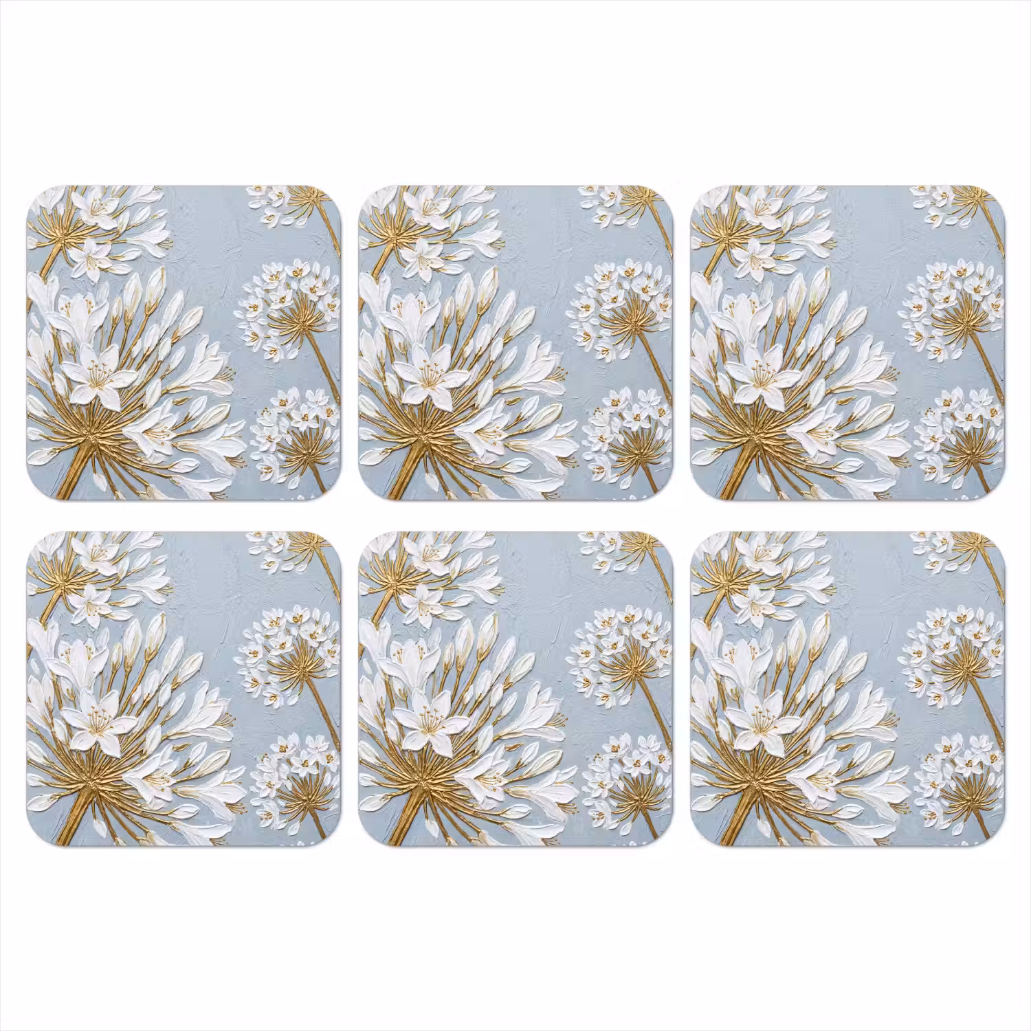 Illustratie - Bloemen - Blauw onderzetter kurk middel -3d